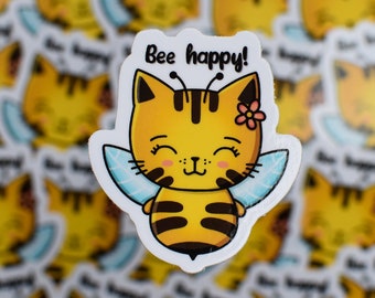 Autocollant abeille chat Abeille heureuse