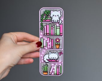 Bookmark Cat Bookshelf Chats et livres Cadeau d’amoureux des chats pour les amateurs de livres Printemps