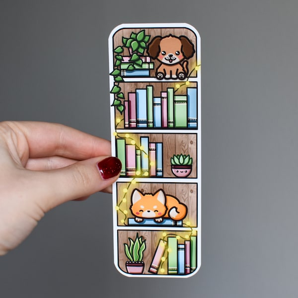 Bookmark Dog Bookshelf Dogs and Books Gift for Dog Lovers Gift for Book Lovers