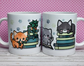 Tasse chats et livres tasse à café plantes cadeau pour les amoureux des chats