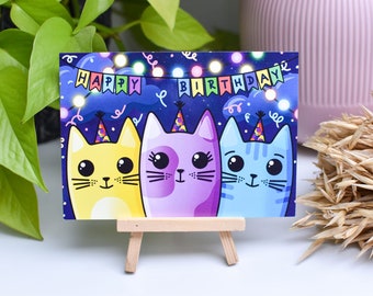 Geburtstagskarte Katzen Postkarte Geschenk für Katzenliebhaber Karte Happy birthday