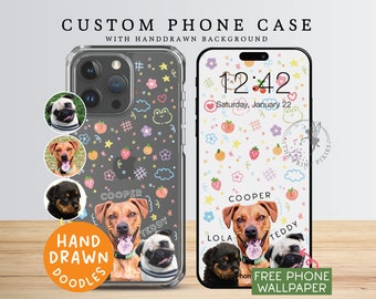 Funda para iPhone 12 Pro, funda para iPhone 11, funda para iPhone 13 Pro, funda para iPhone 14 Pro, funda para iPhone 15+ / PC10109, funda transparente con 1 foto de mascota