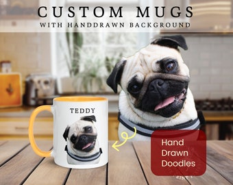 Accent Coffee Mug 11 oz, Dog Remembrance Portrait, Dog Death Anniversary Gift | MG10018, 11oz Custom Mug Color Inside