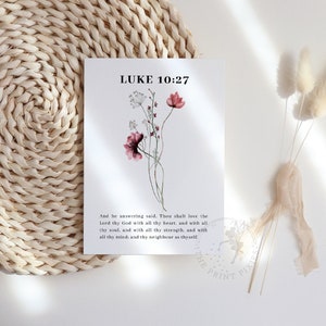 Luke 10:27, Flower Market Print Set, Flower Wall Art Digital Download, Christian Home Decor Gift FEAT02 CHR30 zdjęcie 5