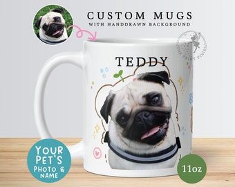 Custom Mug With Pets Face, Loss Of Dog Sympathy Gift Personalized, Pet Memorial Gifts For Dogs | MG10044, 11oz Custom White Glossy Mug