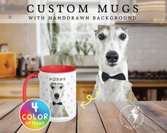 Hundetasse Personalisiert, Benutzerdefinierte Hundeportrait Lustig, individuelle Geschenke für Tierliebhaber | MG10036, 15 Unzen Individuelle Becherfarbe im Inneren