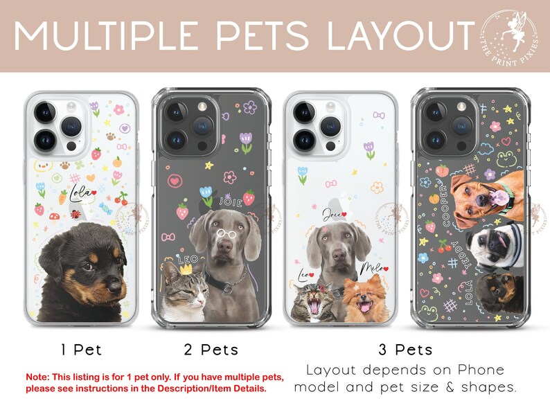 three iphone cases with dogs and cats on them