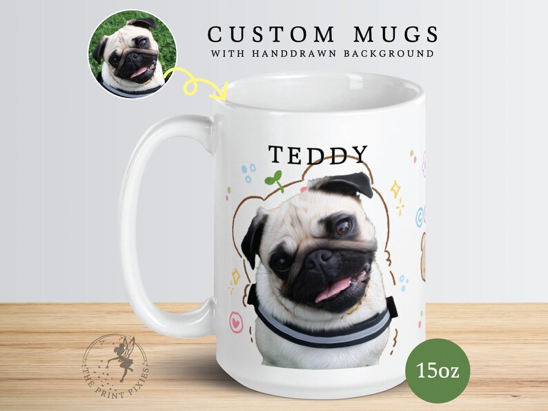 Pet Memorial Coffee Mugs, Dog Bereavement Gifts Personalized, Gifts For Dogs And Owners MG10058, 15oz Custom White Glossy Mug zdjęcie 2