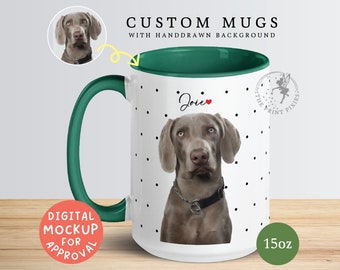 Custom Photo Mug 15 oz, Custom Prints Of My Dog, Dog Death Sympathy Gifts Personalized | MG10034 15oz Custom Mug Color Inside