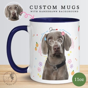 Dog Lover Coffee Mug, Customized Pet Portrait Painting Of Dogs, Photo Gifts For Dog Lovers MG10016, 11oz Custom Mug Color Inside image 2