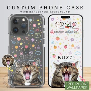 Adorable coque de portable, coque pour iPhone 15, coque pour iPhone 14, coque de portable kawaii, coque pour iPhone 12 Pro PC10107, Étui transparent avec 1 photo d'animal de compagnie image 2