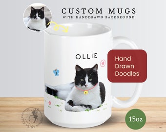 Custom Cat Dad Mug, Cat Lover Mug, Grieving Pet Loss Gifts Cat | MG10050, 15oz Custom White Glossy Mug