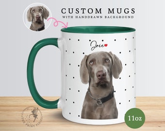 Dog Mugs For Dog Lovers, Pet Puppy Pet Portrait Cartoon Dog, Dog Mom Dog Dad Gift | MG10003, 11oz Custom Mug Color Inside