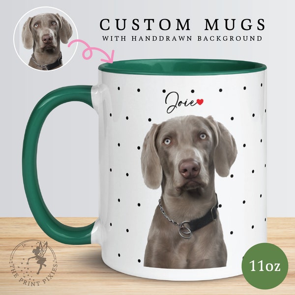Dog Mugs For Dog Lovers, Pet Puppy Pet Portrait Cartoon Dog, Dog Mom Dog Dad Gift | MG10003, 11oz Custom Mug Color Inside