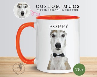 Cute Coffee Mugs Dog Mom, Custom Family Pet Portrait, Custom Dog Mom Gift | MG10010, 11oz Custom Mug Color Inside