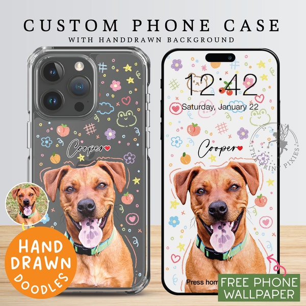 Funda para iPhone 15+, funda para teléfono transparente, funda para iPhone 14 Pro, funda para iPhone 11, funda para iPhone 13 Mini / PC10103, funda transparente con 1 foto de mascota