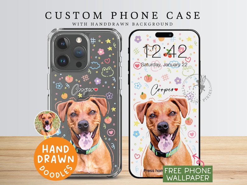 iPhone 15 Plus Case, Clear Phone Case, iPhone 14 Pro Case, iPhone 11 Case, iPhone 13 Mini Case PC10103, Clear Case with 1 Pet Photo zdjęcie 1