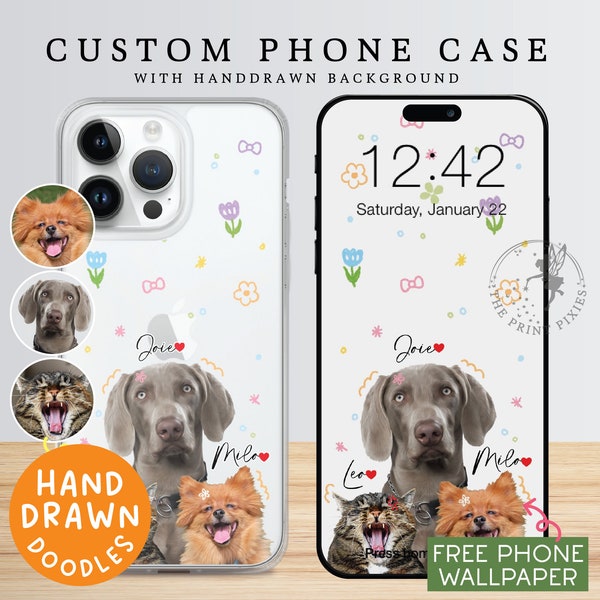 iPhone 15 Pro Case, iPhone 14 Plus Case, Cell Phone Case, Kawaii Phone Case, Aesthetic Phone Case | PC10112, Clear Case with 1 Pet Photo