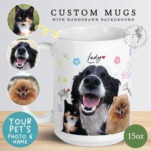 Lustige Hundekaffeetasse, individuelle Haustierporträts vom Foto, Haustierverlust Geschenke Hund personalisiert MG10056, 15 Unzen individuelle weiße glänzende Tasse Bild 1