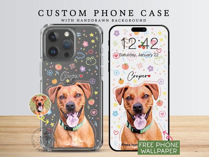 iPhone 15 Plus Case, Clear Phone Case, iPhone 14 Pro Case, iPhone 11 Case, iPhone 13 Mini Case PC10103, Clear Case with 1 Pet Photo zdjęcie 2