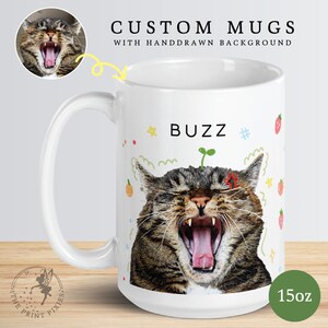 Taza personalizada para papá y gato, taza para amantes de los gatos, regalos para pérdida de mascotas en duelo, gato / MG10050, taza blanca brillante personalizada de 15 oz imagen 2