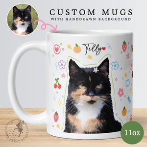 Black Cat Mug, Cat Memorial Gift, Animal Lover Gift, Custom Mugs With Text, Custom Coffee Cup MG10110, White Mug with 1 Pet Photo image 2