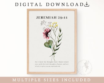 Jeremiah 29:11, Modern Christian Art Large, Quote Print Wall Art, Christian Posters Aesthetic | FEAT02 CHR02