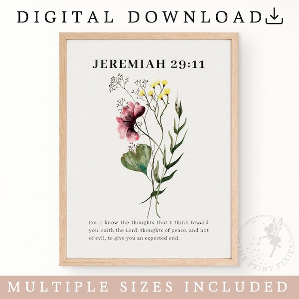 Jeremiah 29:11, Modern Christian Art Large, Quote Print Wall Art, Christian Posters Aesthetic | FEAT02 CHR02