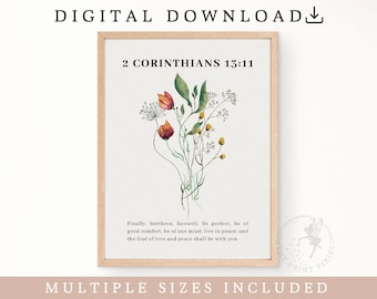 2 Corinthians 13:11, Christian Wall Decor Living Room, Bible Art Printable, Christian Prints Download | FEAT02 CHR24
