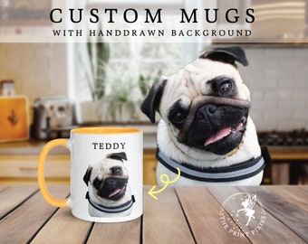 Mug décorative 11 oz, portrait commémoratif de chien, cadeau d'anniversaire de décès de chien | MG10018, Mug personnalisé de 11 oz, couleur à l'intérieur