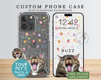 Cute Phone Case, iPhone 15 Plus Case, iPhone 14 Plus Case, Kawaii Phone Case, iPhone 12 Pro Case | PC10107, Clear Case with 1 Pet Photo