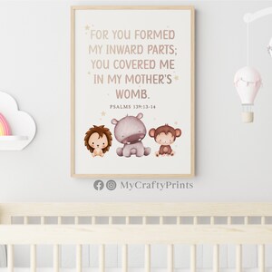PSALMS 139:13-14, Baby Shower Gift, Nursery Decor Girl and Boy, Kids Room Decor Prints FEAT02 CHR39 image 3