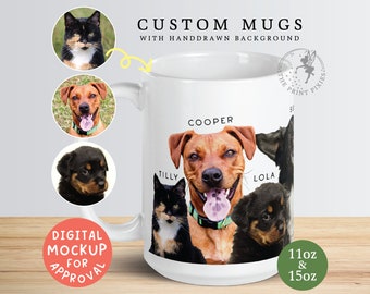 Taza de café personalizada, regalos de simpatía mascotas, regalo de foto de perro, imagen de taza de café personalizada, taza de café inicial / MG10116, taza blanca 1 mascota