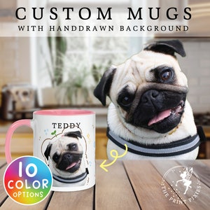 Custom Text And Image Mug, Custom Dog Memorial Painting, Pet Memorial Gift For Dog With Pic MG10020, 11oz Custom Mug Color Inside zdjęcie 1