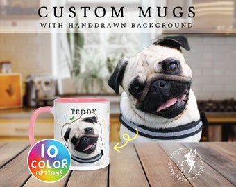 Custom Text And Image Mug, Custom Dog Memorial Painting, Pet Memorial Gift For Dog With Pic | MG10020, 11oz Custom Mug Color Inside