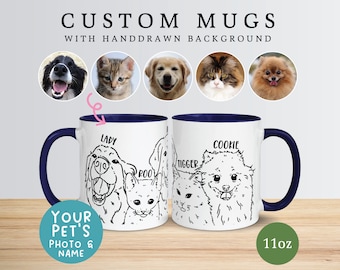 Tazas de café divertidas, regalo de recuerdo de mascotas, regalo de duelo de mascotas, tazas de café únicas, taza con foto personalizada / MG10117, taza de color de 11 oz 1 foto de mascota