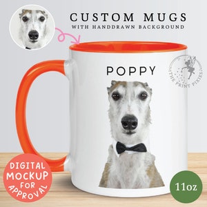 Cute Coffee Mugs Dog Mom, Custom Family Pet Portrait, Custom Dog Mom Gift MG10010, 11oz Custom Mug Color Inside image 1