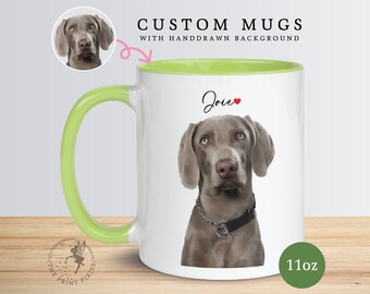 Taza de cerámica impresa personalizada, arte conmemorativo de mascotas personalizado, regalo de condolencia por la pérdida de perros para el mejor amigo / MG10019, color de taza personalizado de 11 oz en el interior