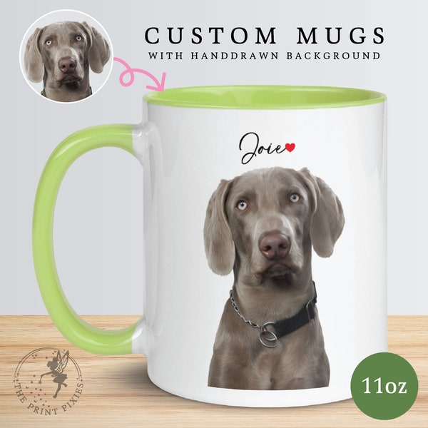 Custom Printed Ceramic Mug, Personalized Pet Memorial Art, Dog Loss Sympathy Gift For Best Friend | MG10019, 11oz Custom Mug Color Inside