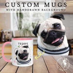 Custom Text And Image Mug, Custom Dog Memorial Painting, Pet Memorial Gift For Dog With Pic MG10020, 11oz Custom Mug Color Inside image 2