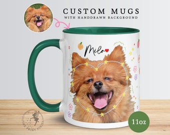 Ceramic Tea Mug Dog, Dog Drawings Custom, Cool Gifts For Dog Owners | MG10005, 11oz Custom Mug Color Inside