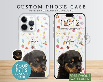 Kawaii Handyhülle, iPhone 13 Pro Hülle, iPhone 12 Pro Hülle, individuelle Handyhülle, iPhone 11 Hülle | PC10104, Klarsichthülle mit 1 Haustierfoto