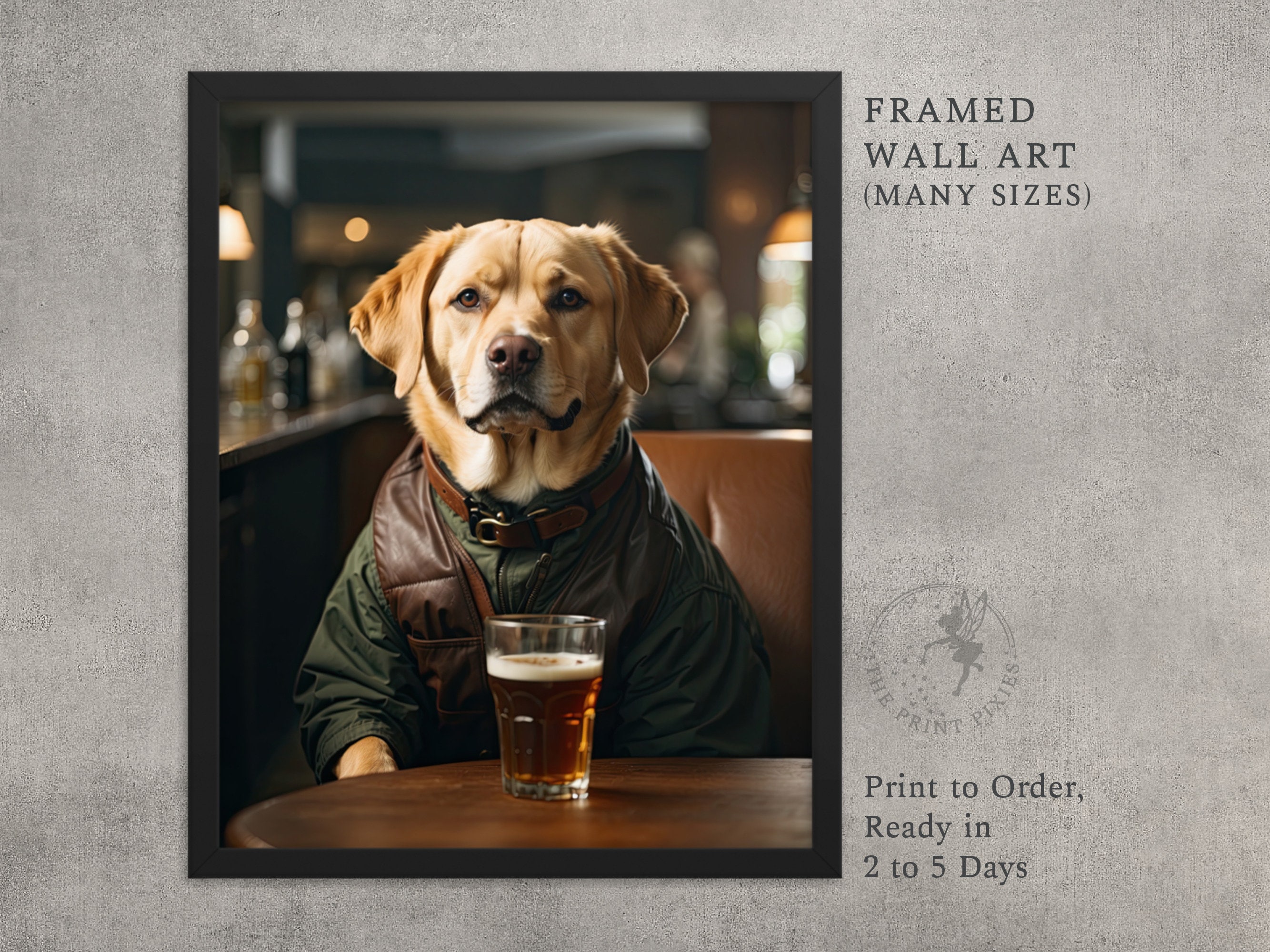 Framed Picture of Dogs, Funny Framed Art, Playroom Wall Art Prints