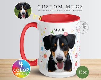 Mug à café pour chien, Cadeaux pour amoureux des chiens, Cadeaux chien pour maître, Mugs personnalisés avec photos, Cadeau pour adoption de chien | MG10103 Mug couleur 15 oz, 1 photo d'un animal de compagnie