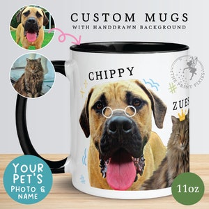 Tasse à café en céramique Mignonne, peinture chien personnalisée à partir d'une photo, cadeau pour garde d'animaux MG10013, Mug personnalisé de 11 oz, couleur à l'intérieur image 1