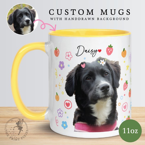 Personalized Coffee Mugs With Pet Photo, Dog Lover Coffee Mug, Personalized Pet Photo Gift | MG10023, 11oz Custom Mug Color Inside