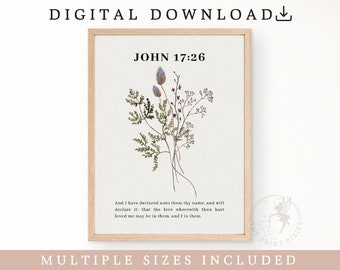 John 17:26, Bible Wall Art Printable, Scripture Printable Wall Art Set Of 3, Christian Artwork Minimalist | FEAT02 CHR05