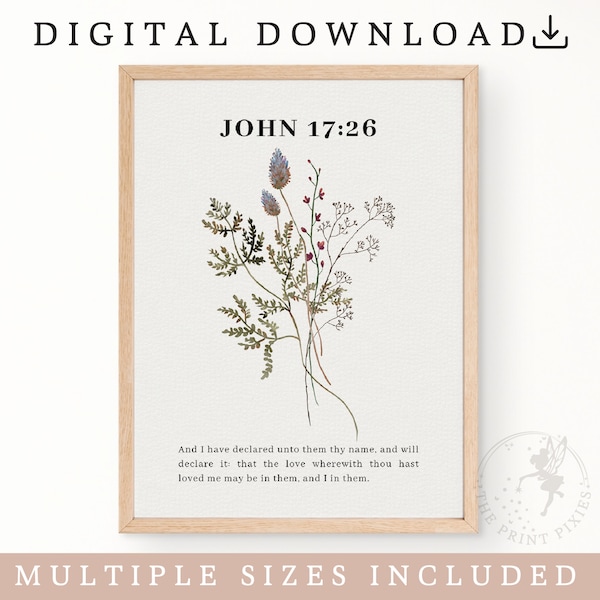 John 17:26, Bible Wall Art Printable, Scripture Printable Wall Art Set Of 3, Christian Artwork Minimalist | FEAT02 CHR05