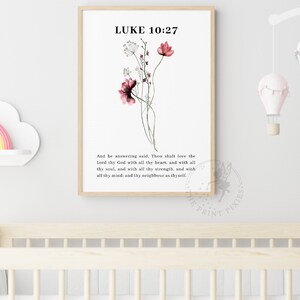 Luke 10:27, Flower Market Print Set, Flower Wall Art Digital Download, Christian Home Decor Gift FEAT02 CHR30 zdjęcie 2