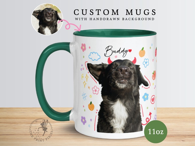 Dog Mom Mug Personalize, Animal Portrait From Photo, Dog Birthday Gift Ideas MG10002, 11oz Custom Mug Color Inside zdjęcie 2